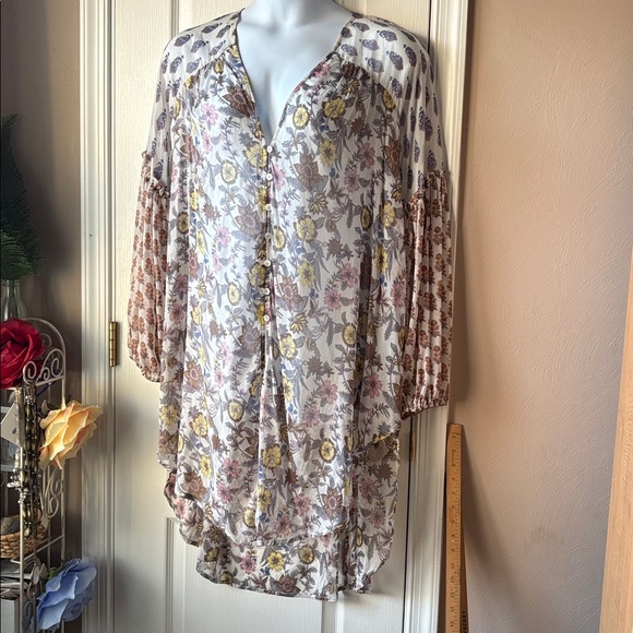 Free People Tops - Free People Floral Sheer Top - Multicolor